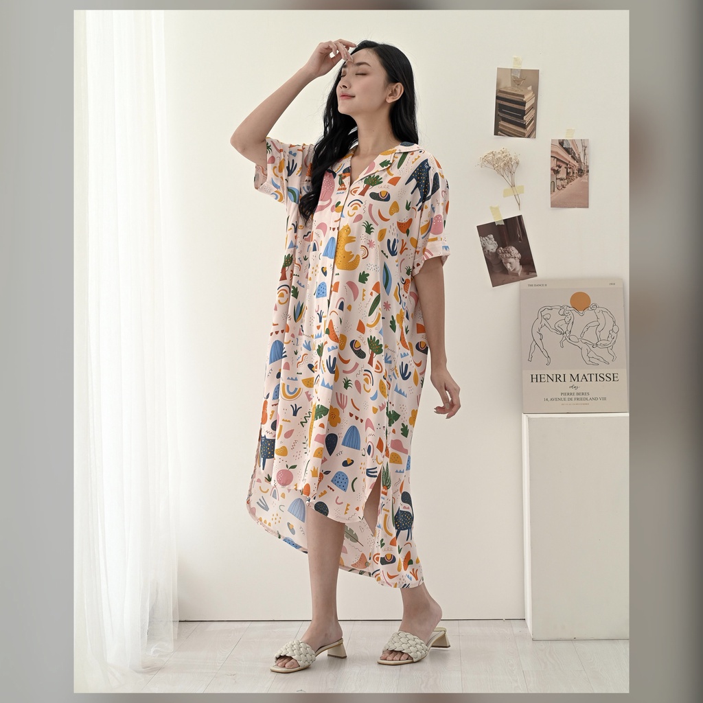 Yoko Nightdress - Sleepwear Daster-Tropical Abstract