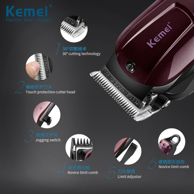 KEMEI KM-2600 Electric Rechargeable Hair Trimmer Cutting Machine (9W/2200mAh)