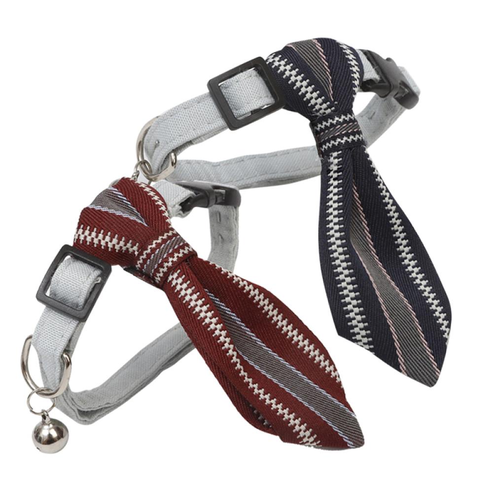 Timekey Kalung Collar Anjing Peliharaan Bentuk Dasi Kupukupu Bahan Kain Oxford Dengan Lonceng L8W8