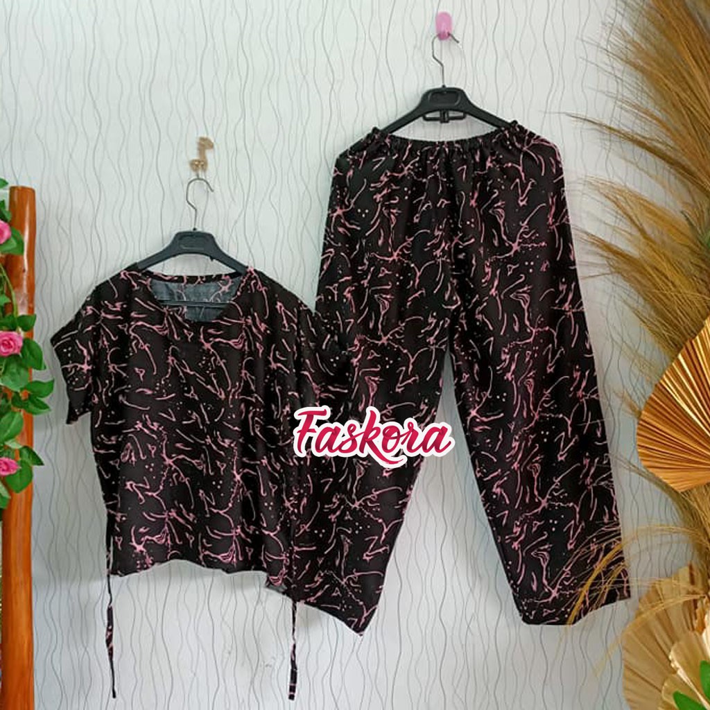 Setelan Rayon Jumbo Pendek XXL Lily / Piyama Wanita Dewasa Jumbo / Pajamas Rayon Set Lengan Pendek