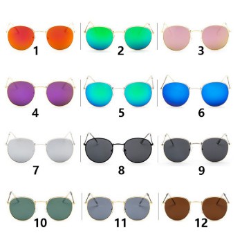 ✅Grosir Jam Senen - Kacamata Hitam Unisex Korean Desgin Besi Frame Round Sunglasses Women/Men