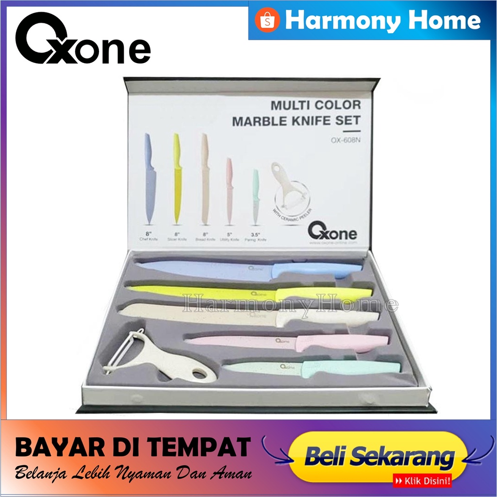 Paket Pisau Set Oxone 608N Black Marble Knife Set OX-608N - Pisau Set Oxone ( 100% ORIGINAL ) Berkualitas