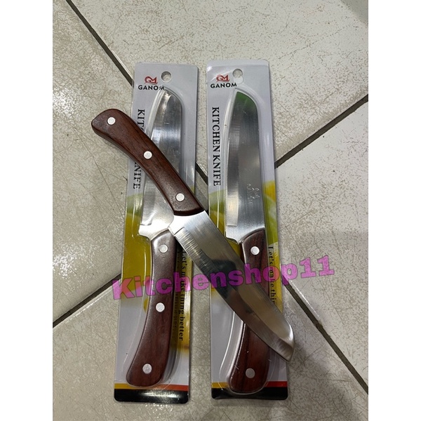 pisau dapur stainless gagang kayu 5 inch / pisau stainless super tajam / pisau buah / pisau sayur kecil gagang kayu