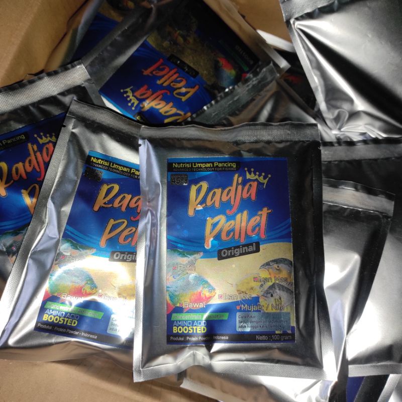 radja pellet original umpan mancing pelet  ikan mas bawal lele mujair nila 100 gr