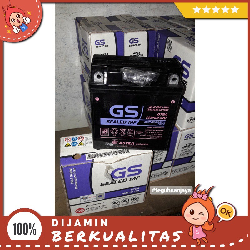Accu / Akik Gm5Z-3B ( Motor Honda / Yamaha ) Asli Gs Astra Otoparts Sparepart Motor Murah