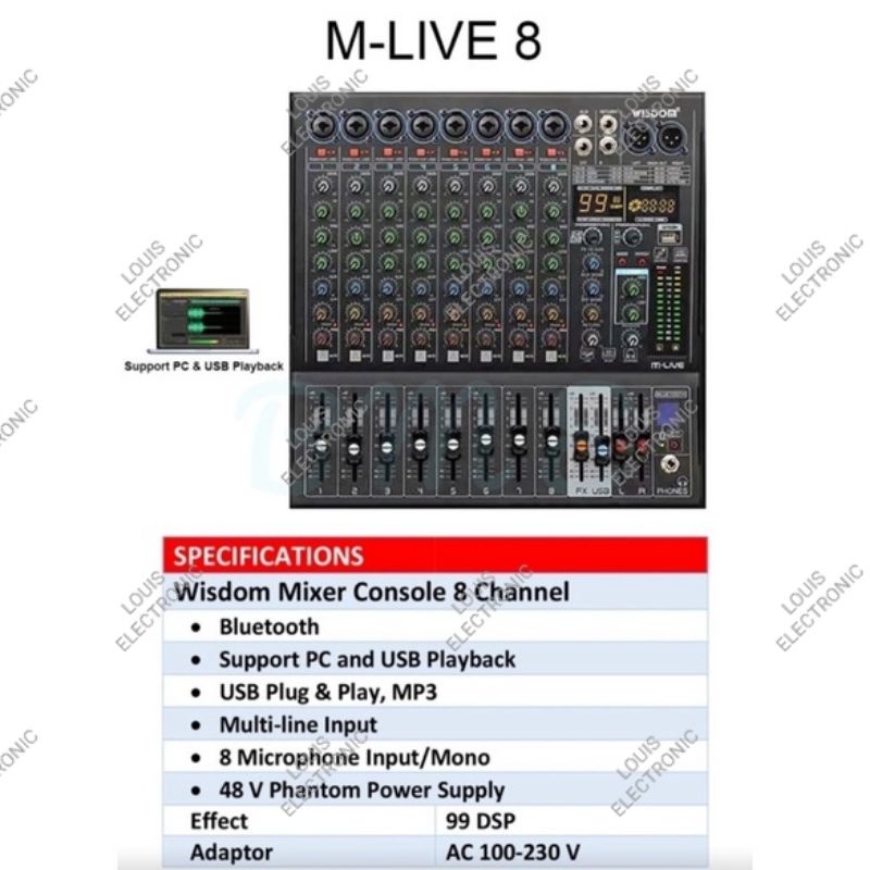 Mixer Audio WISDOM M LIVE8 MLIVE8 MLIVE 8 M LIVE 8 Channel ORIGINAL