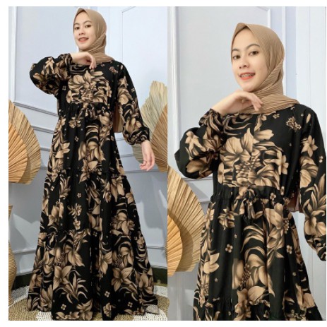 BIG SALE 2021>NISA SABYAN Gamis Modern Busana Muslim Wanita Terbaru AUDREY Ori Mufida Dress L