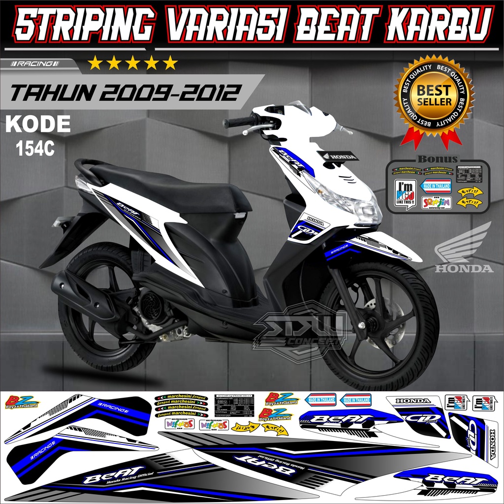 Striping Beat Karbu Stiker Lis Motor Beat Karbu Variasi kode 154