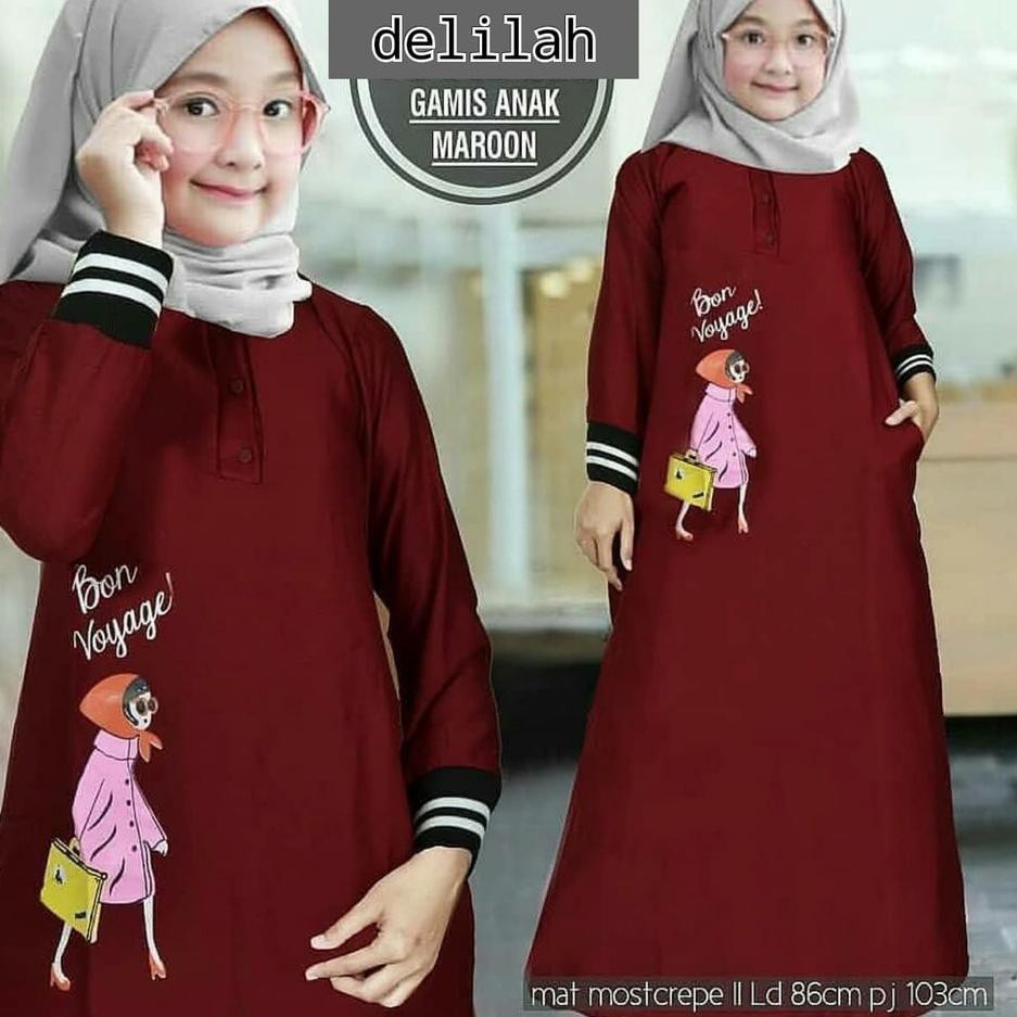 DELILAH DRESS KIDS Baju Gamis Syari Anak Muslimah Model Terbaru 2020 Baju Anak Umur 6 - 7 Tahun