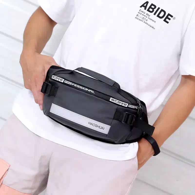 TF Tas Pria Multifungsi Haoshuai Waist Bag Pria Tas slempang Pinggang cowok Anti Air