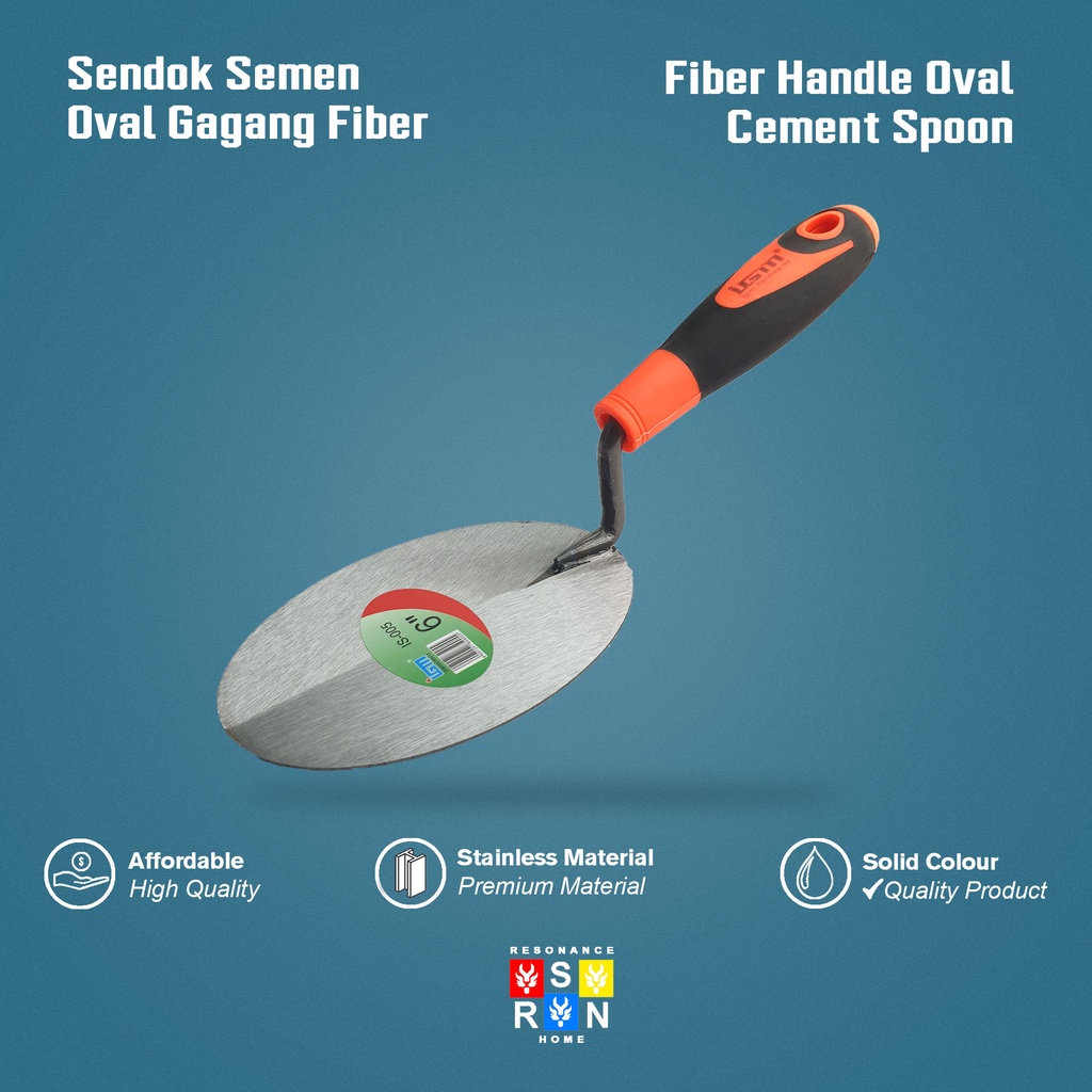 Sendok Tembok Bulat 6 Inci Gagang Karet l Sendok Semen 6&quot; Super Quality Resonance Home