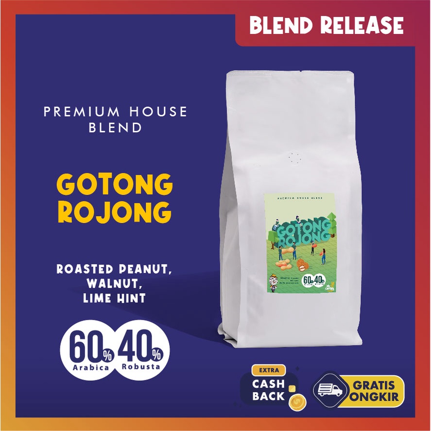 

LIMITED! House Blend GOTONG ROJONG 1KG 60%Arabika 40%Robusta Biji Kopi Asli