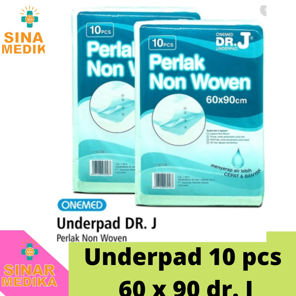 Underpad Dr. J 10 pcs 60 x 90 . Perlak Dispossable . Sekalipakai . Wadah Ompol