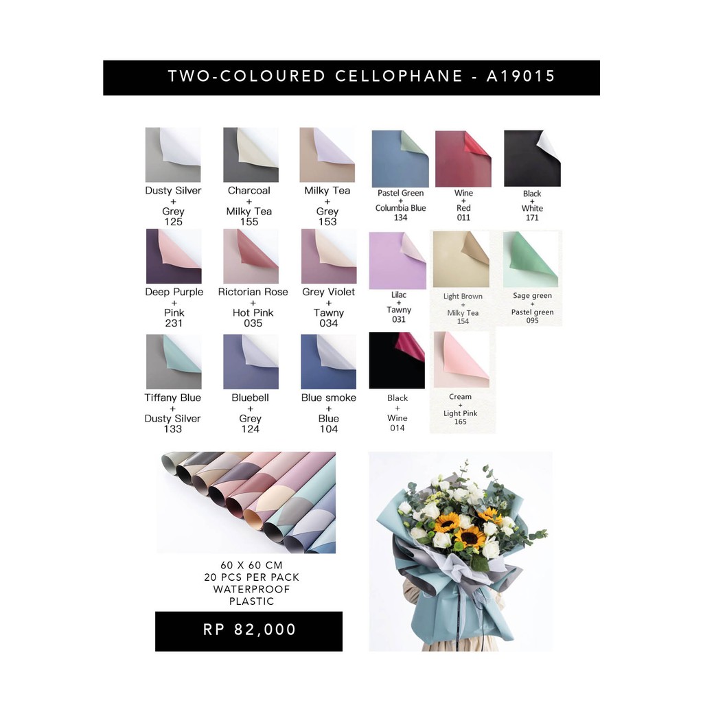 

Bicolor Cellophane Waterproof (1 Pack)/Flower Wrap/Kertas Pembungkus Buket Bunga (A19015)