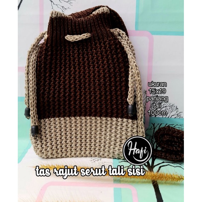 tas rajut serut tali sisi /slingbag /selempang