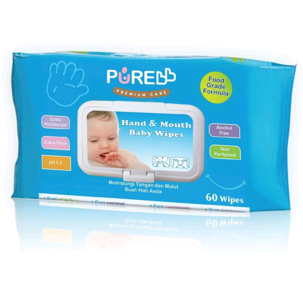 PURE BABY HAND &amp; MOUTH ALOE VERA COMBO ISI 60 / BABY WIPES / TISSUE BABY