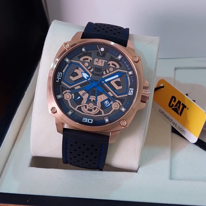 JAM PRIA CATERPILLAR CAT AJ.191.21.126 ROSEGOLD BLUE RUBBER ORIGINAL