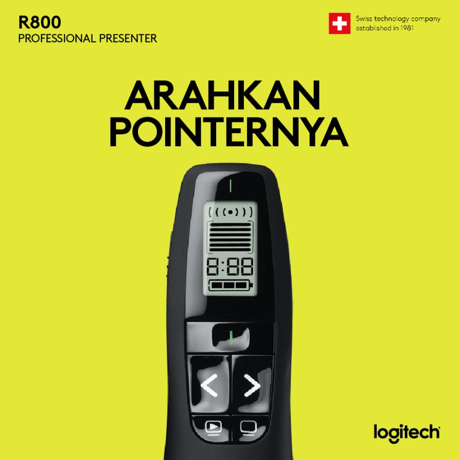 Logitech R800 Remote Professional Presenter Wireless Laser Hijau