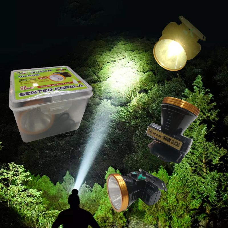 Senter Camping,Senter Emergency,Senter Kepala 50 Watt Gratis Bohlam LED