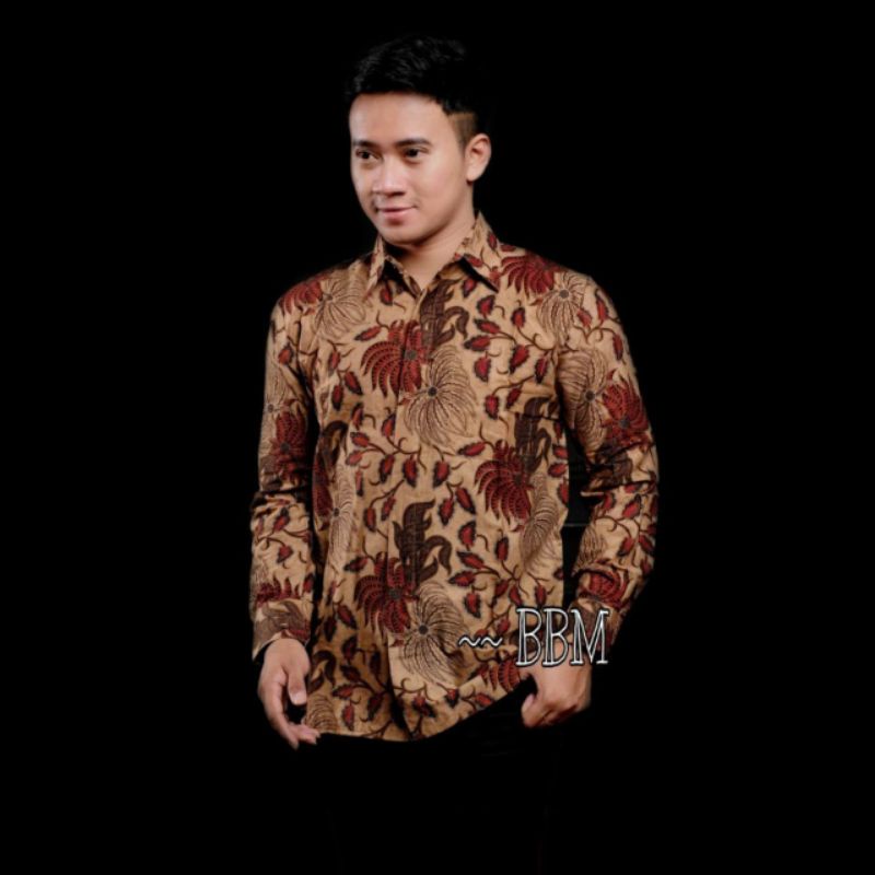 Atasan Batik Pria Lengan Panjang Kenongo Hem Padi Pekalongan M L XL