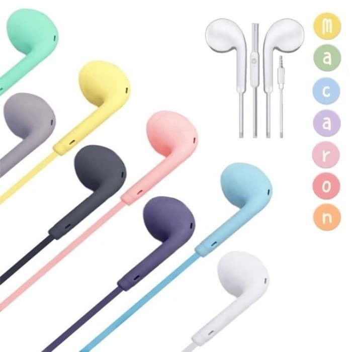 Handsfree U19 Macaron Extra Bass Headset Hedset Macron U19 Hifi Stereo Extra Bass Hetset Warna Warni Matte Colorfull  Earphone Macaroon Matte Colow HifiJack 3.5mm With Mic HT7