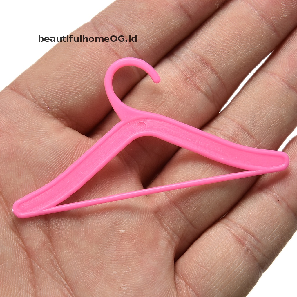 20pcs Gantungan Baju Bahan Plastik Warna Pink Untuk Boneka Barbie