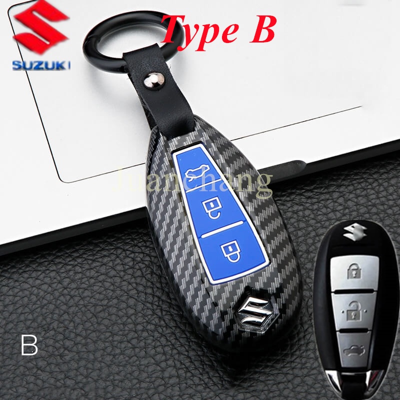 Case Remote Kunci Mobil Bahan Carbon fiber Untuk Suzuki Vitara Swift Ciaz Ertiga Celerio Ignis Kizashi SX4 Baleno Erga 2019