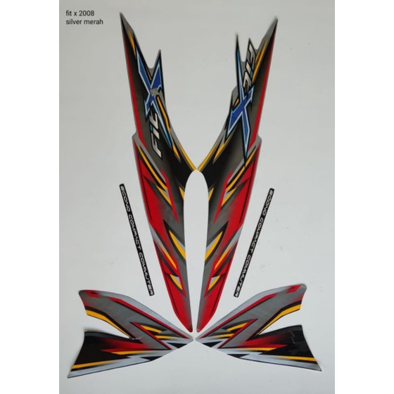 striping motor Honda Fit X tahun 2008 warna silver merah