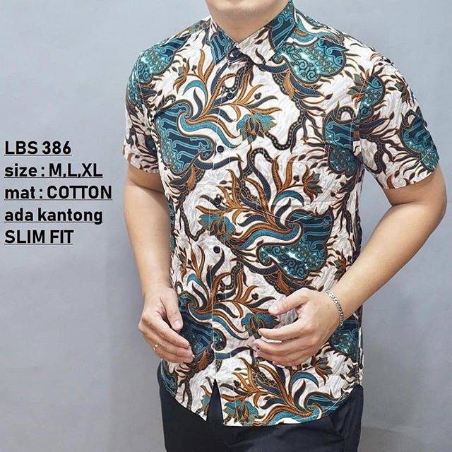 KEMEJA BATIK PRIA SLIMFIT LENGAN PENDEK LBS 386