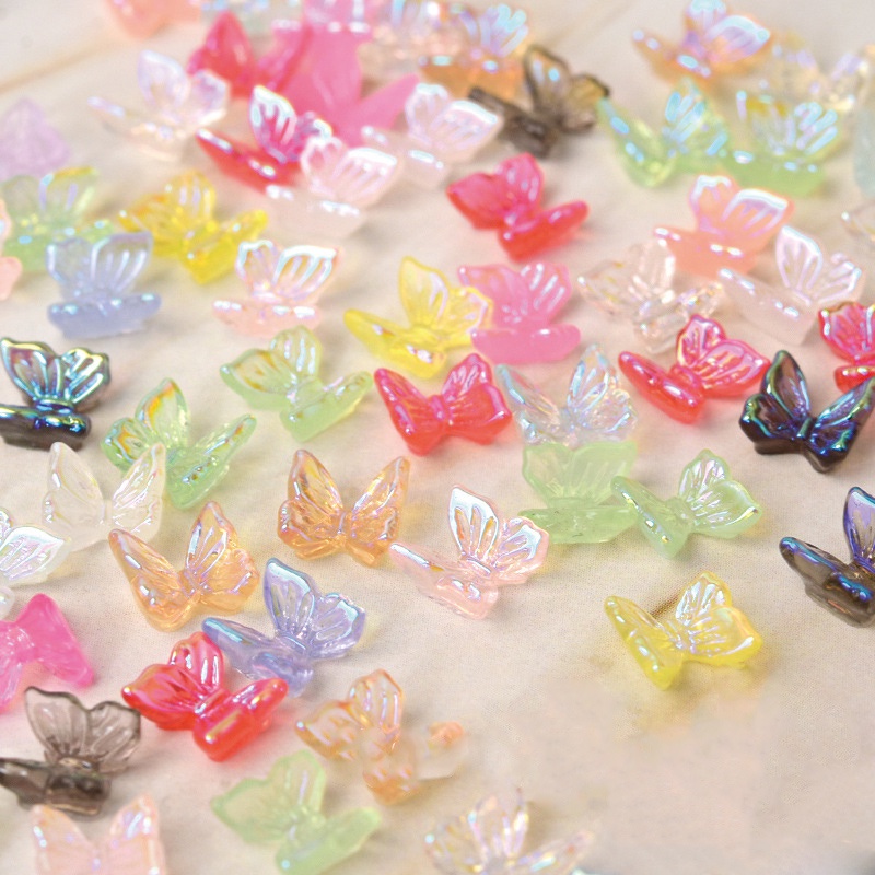 50pcs Butterfly Warna-Warni Ukuran 65mm Untuk Aksesoris Nail Art Diy