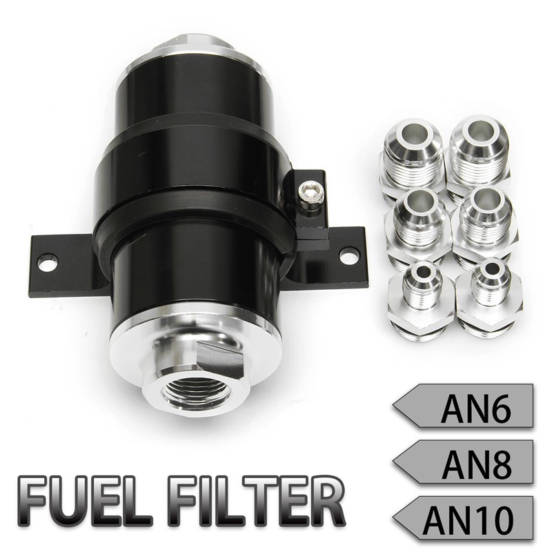 NEW Universal Racing AN6 100 Micron Aluminum Inline Fuel Filter Petrol BLACK NEW Universal Racing AN6 100 Micron Aluminum Inline Fuel Filter Petrol BLACK