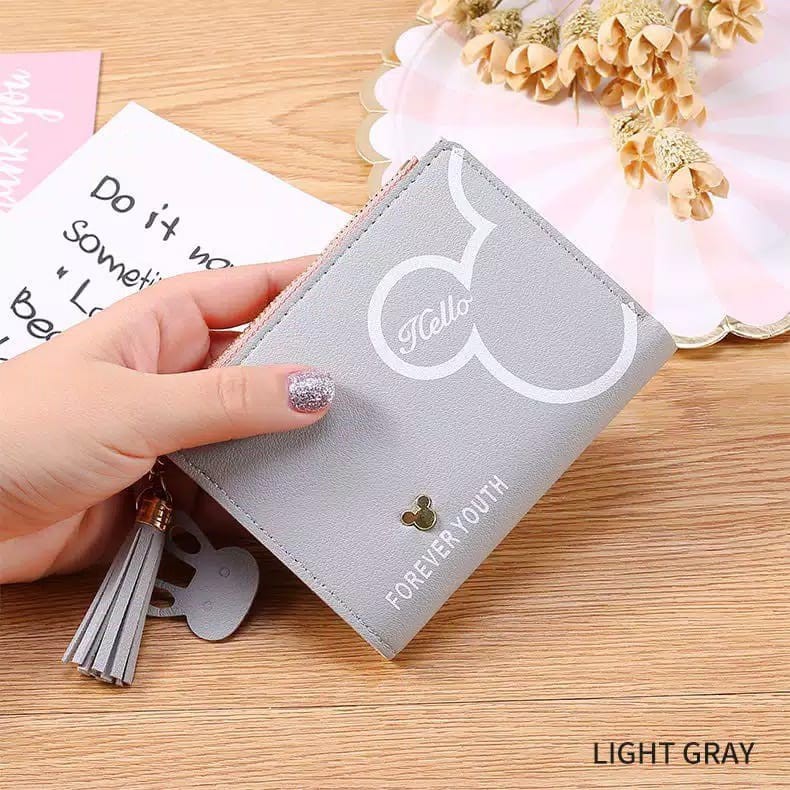 (FY) COD Dompet Wanita Import Murah Dompet Lipat Kecil Lucu Cantik Dompet murah  cantik real pic-ABU MUDA
