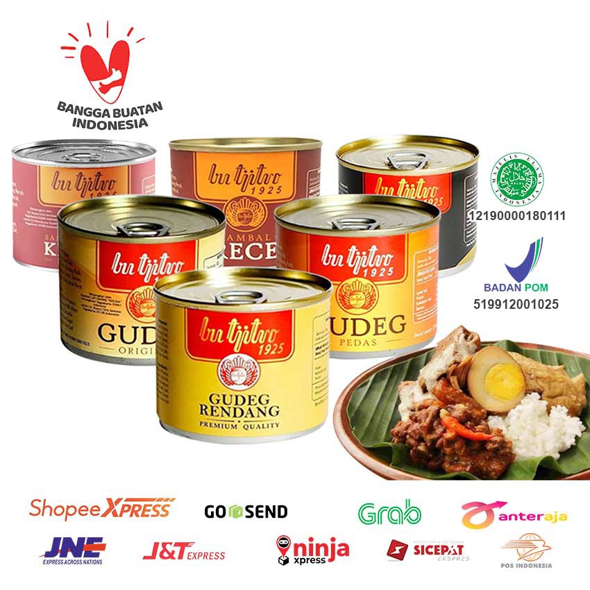 Gudeg Kaleng Bu Tjitro All Varian - Sambal Krecek - Sambel Teri Pedas - Gudeg Oleh Oleh Jogja