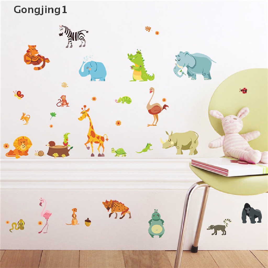 Gongjing1 Stiker Dinding Motif Monyet / Gajah / Kuda Untuk Dekorasi Kamar Anak