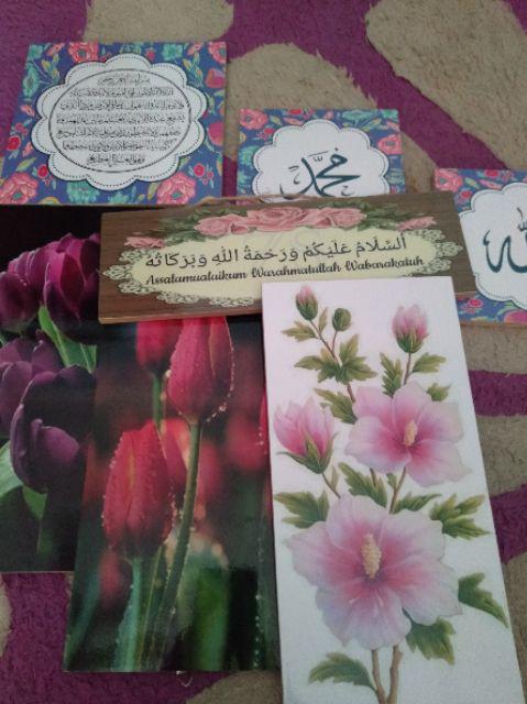 Pajangan Poster Kayu Gantungan Shabbychic Dekorasi Rumah Lafaz Salam Art