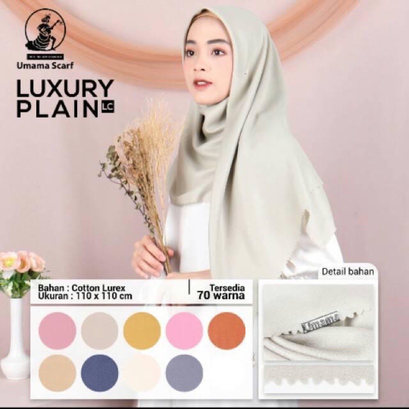 Jilbab Hijab Segiempat LUXURY PLAIN Umama Glitter Premium