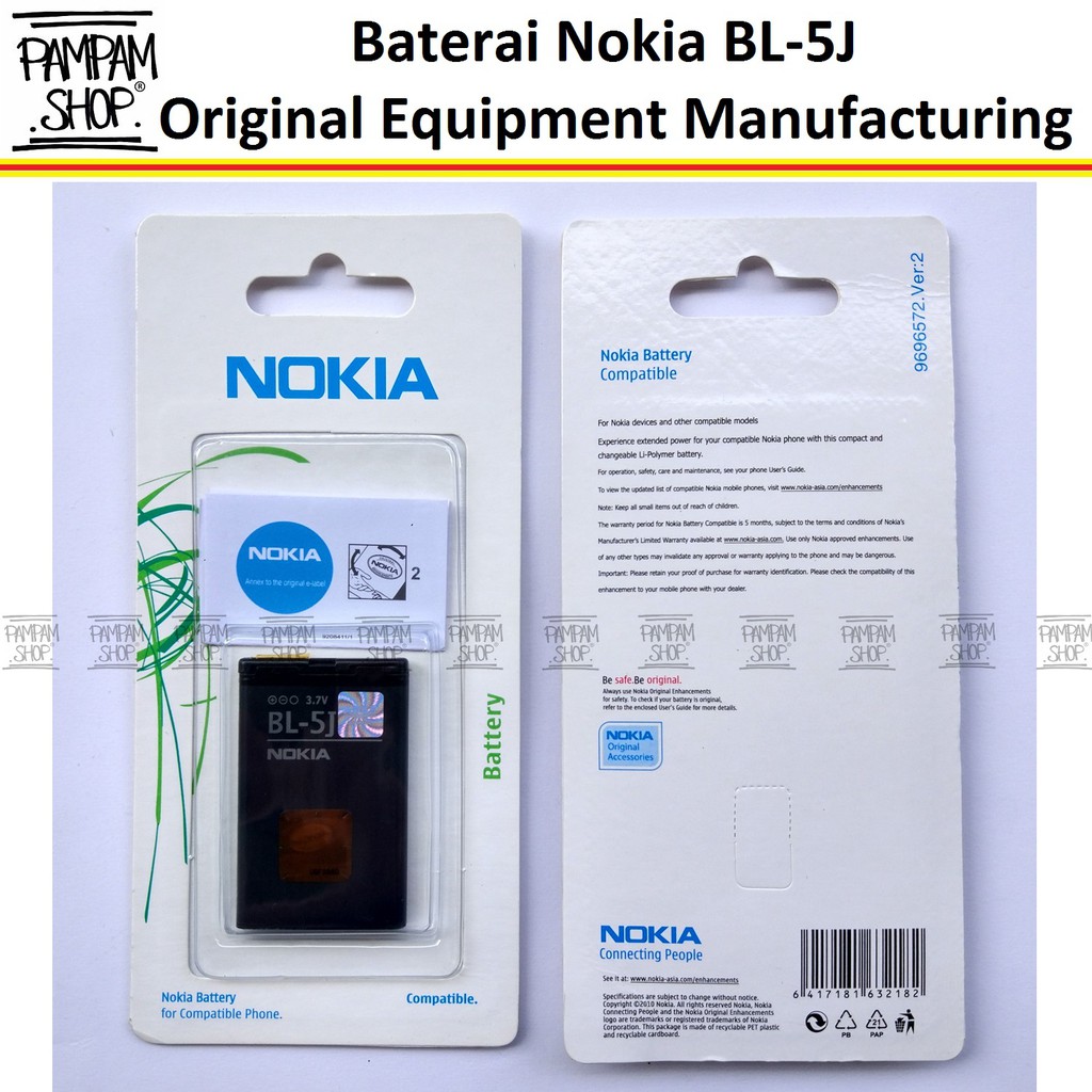 Baterai Nokia X1-01 X1 01 X6-00 X6 00 8GB 16GB BL5J BL-5J Original OEM 100% | Batre, BL 5J