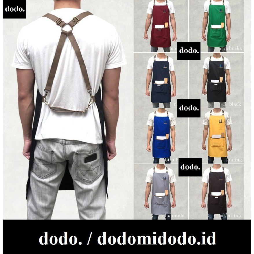Apron Celemek Barista Barber Cafe Coffee Shop - Apron Masak Multifungsi