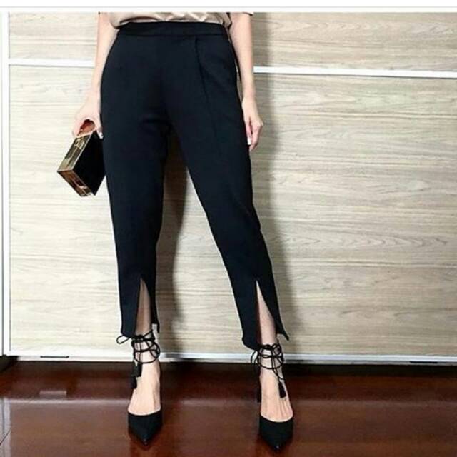 Slit Scuba Pants Celana wanita Scuba Celana