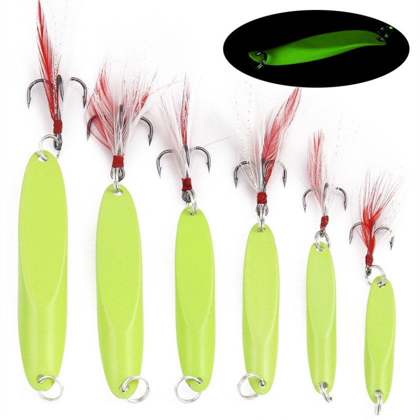 2Pcs Luminous Spoon Spinner Umpan Pancing 7/10/15/20g Swimbait Fishing Lure Ikan Bass Bait Kail Bait