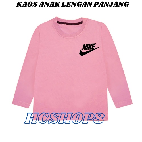 Kaos Anak Lengan Panjang Logo NI Unisex Cowok Cewek Usia 2-16th
