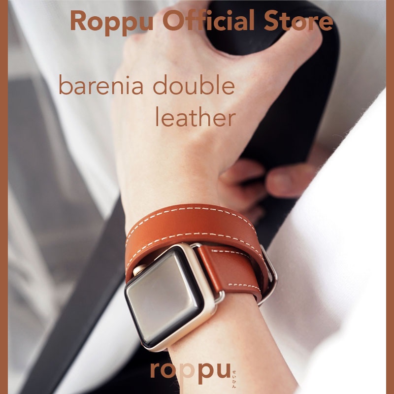 Roppu Premium Double Leather Strap Apple Watch 3 4 5 SE