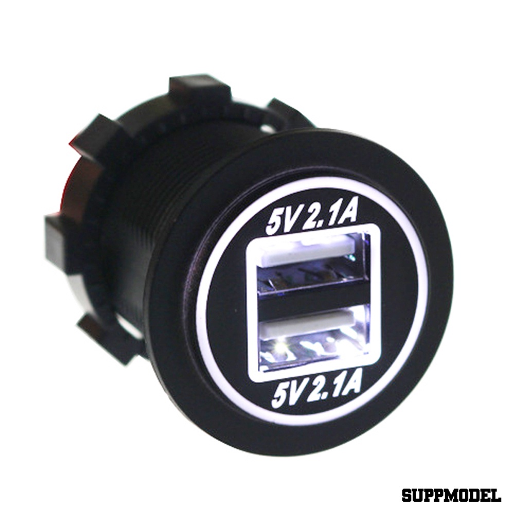 Spm Adapter Charger Dual Port Usb 5v 2.1a Dengan Display Led Untuk Mobil / Motor