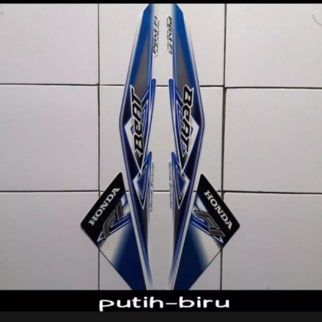 Stiker Striping Lis Les Bodi Motor Honda Beat Fi 2013 Biru Putih