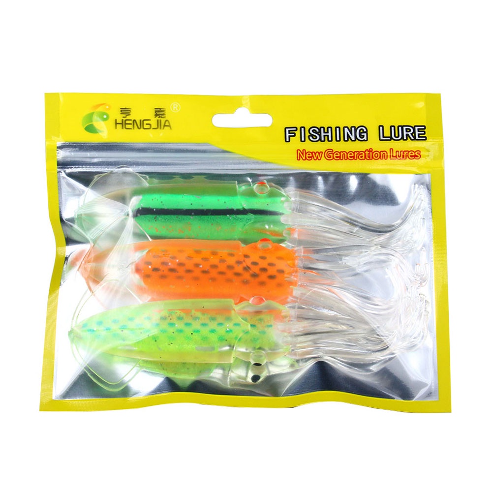 Hengjia 3pcs / Lot Umpan Pancing Bentuk Cumi-Cumi Bahan Pvc Lembut 15cm 20g