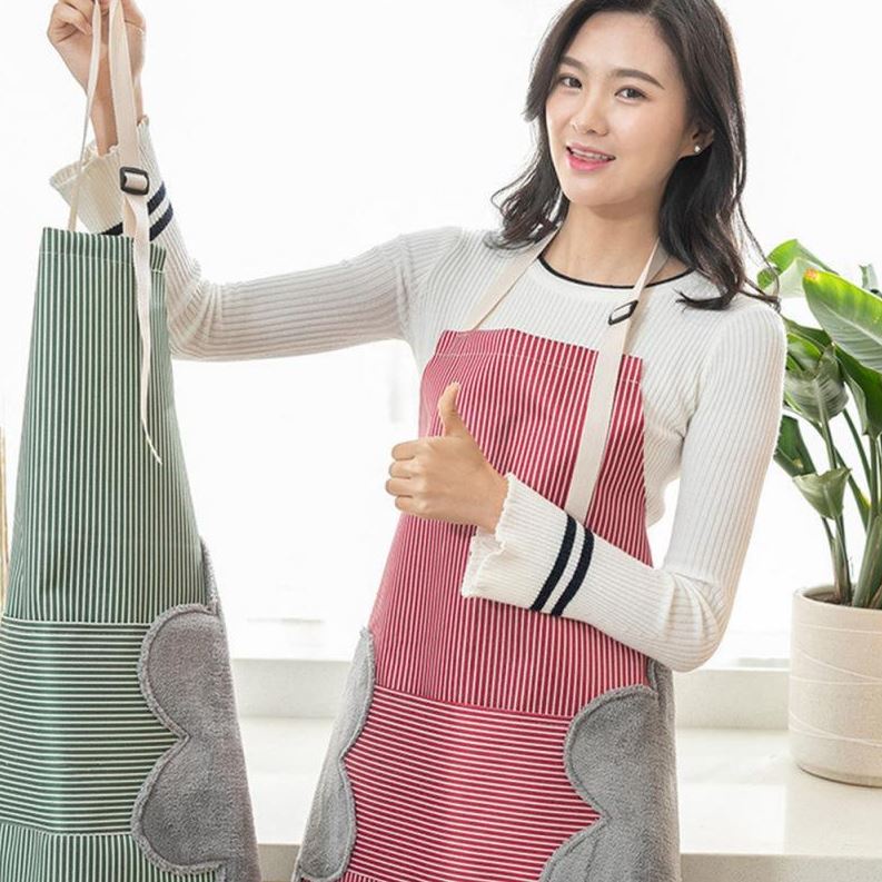 Celemek Masak Dapur Anti Minyak Celemek Masak Apron NEW Motif Salur LD93