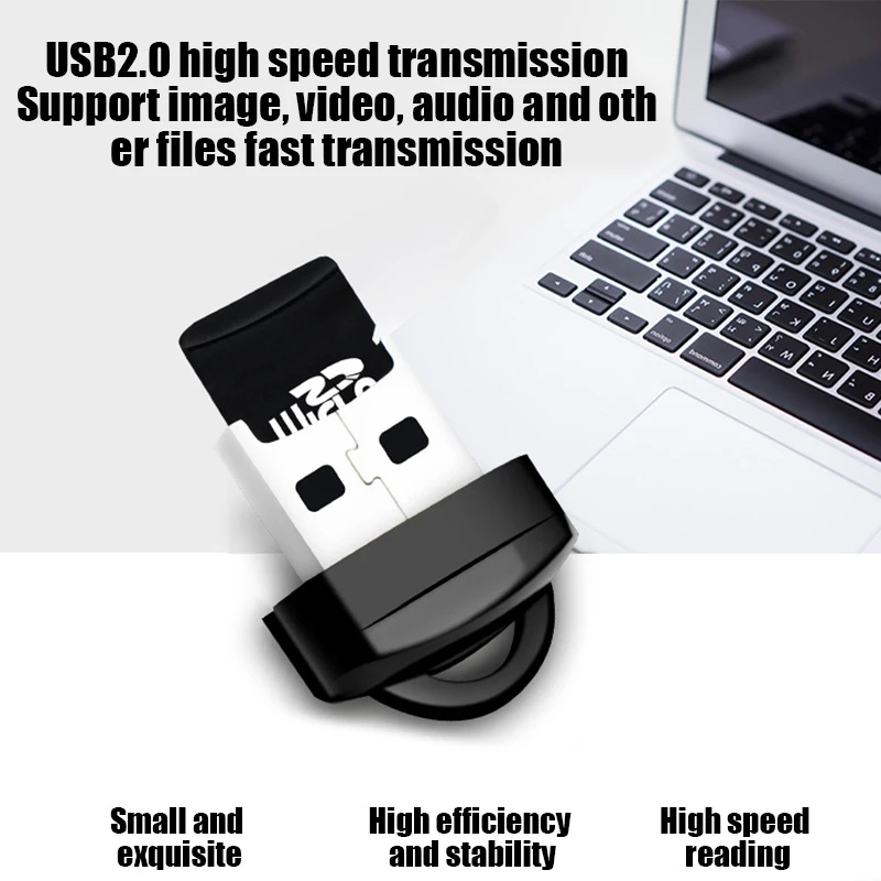 1pc Adapter Card Reader Usb 2.0 Mini Kecepatan Tinggi (Tf Micro Sd Memory Card) Untuk Komputer Desktop Laptop Notebook