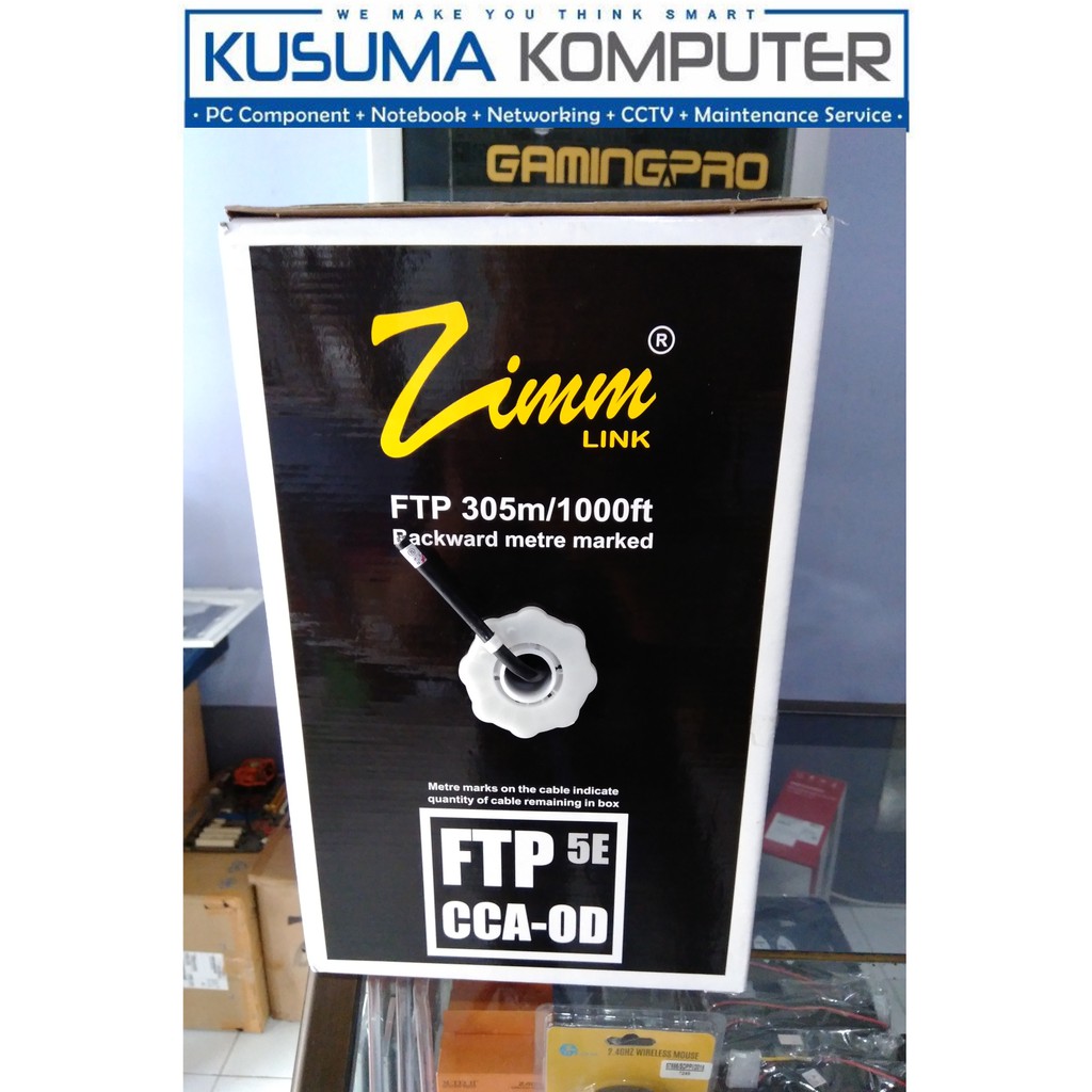 Zimmlink FTP CAT5 CCA-OD double jacket 305M outdoor Kabel lan jaringan