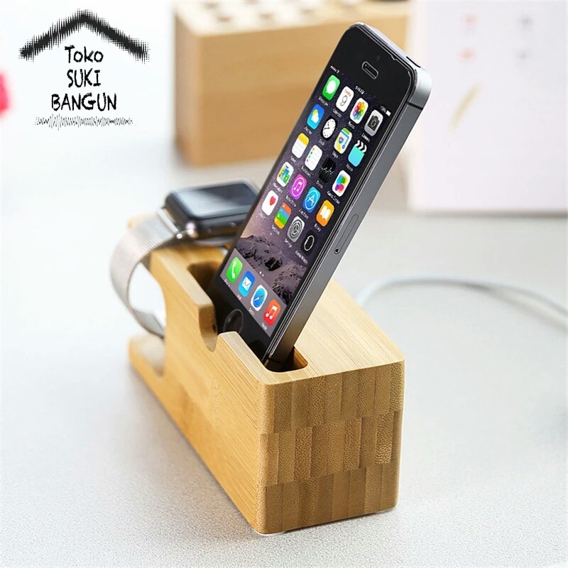 Bamboo Wooden Charging Dock Station for Apple Watch 38mm 40mm 42mm 44mm iPhone