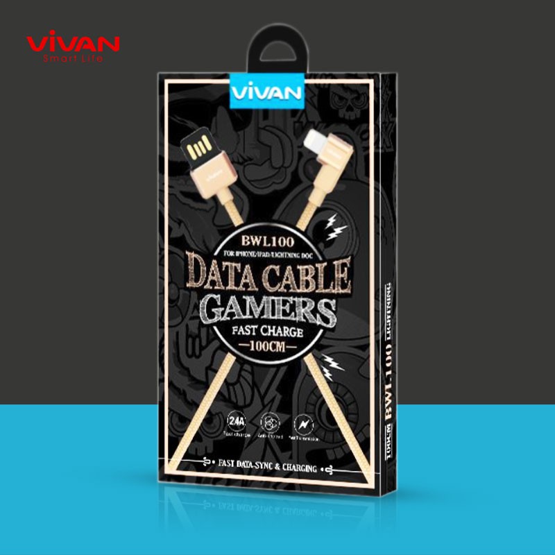 VIVAN Kabel Data Gaming USB Micro + Type C + iPhone Siku Fast Charging Original Garansi 1 Tahun BW